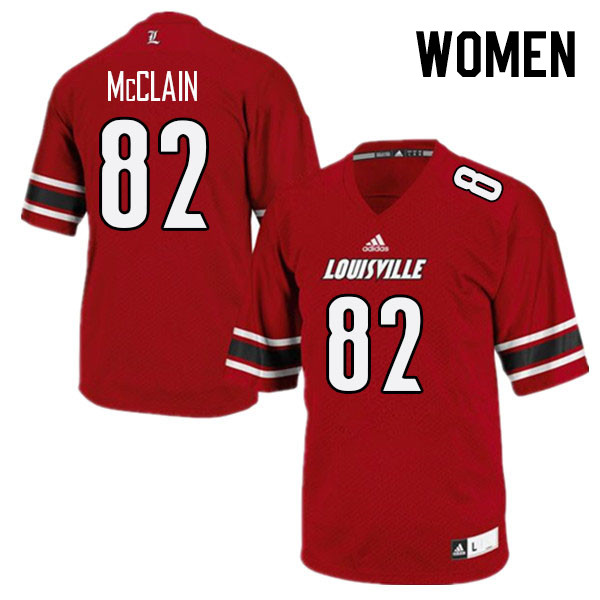 Women #82 Jahlil McClain Louisville Cardinals College Football Jerseys Stitched Sale-Red